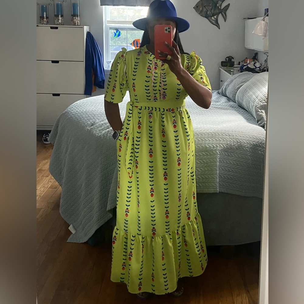 NEW Vibrant Green Patterned Dress‎ - Picture 6 of 6